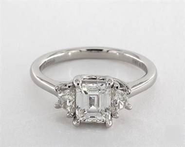 Trapezoid Diamond Three-Stone Engagement Ring in Platinum 2.20mm Width Band (Setting Price)