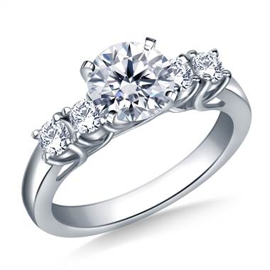 Trellis Diamond Engagement Ring with Four Side Diamonds in 14K White Gold (3/8 cttw.)