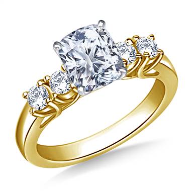 Trellis Diamond Engagement Ring with Four Side Diamonds in 14K Yellow Gold (3/8 cttw.)