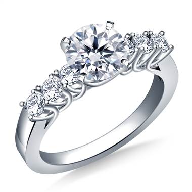 Trellis Diamond Engagement Ring with Six Side Diamonds in 18K White Gold (3/8 cttw.)
