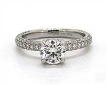 Trio Micro Pave .78ctw Engagement Ring in 14K White Gold 2.40mm Width Band (Setting Price) | James Allen