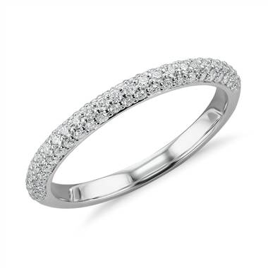Trio Micropave Diamond Wedding Ring in 14k White Gold (1/3 ct. tw.)