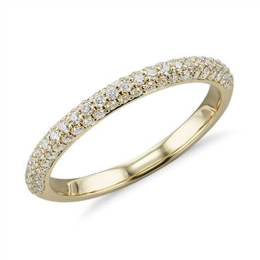 Trio Micropave Diamond Wedding Ring in 18k Yellow Gold (1/3 ct. tw.)