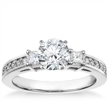 Trio Princess Cut Pave Diamond Engagement Ring in 14k White Gold (1/3 ct. tw.)