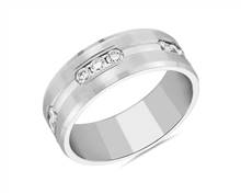 Trio Stationed Channel-Set Diamond Wedding Ring In 14k White Gold (8 mm, 1 1/6 ct. tw.) | Blue Nile