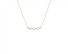 Triple Pearl Bar Necklace With Diamond Spacers In 14k Yellow Gold | Blue Nile