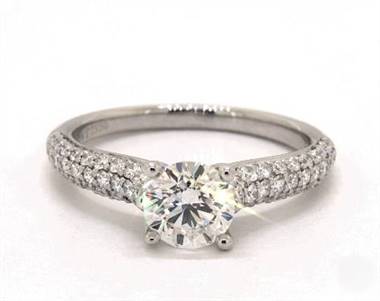 Triple-Row Pave Dazzling 4-Prong Engagement Ring in Platinum 2.70mm Width Band (Setting Price)