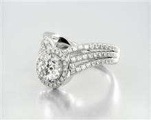 Triple Row Pave Halo Engagement Ring in Platinum 2.80mm Width Band (Setting Price) | James Allen