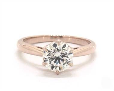 Tulip Basket Solitaire Engagement Ring in 14K Rose Gold 2.40mm Width Band (Setting Price)