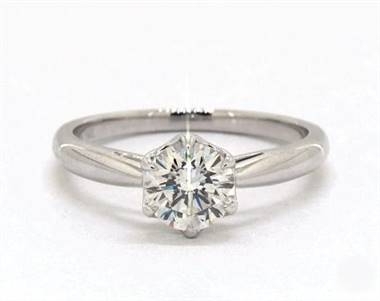 Tulip Basket Solitaire Engagement Ring in 14K White Gold 2.40mm Width Band (Setting Price)
