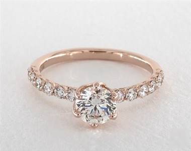 Tulip-Inspired Scallop Pave .42ctw Engagement Ring in 14K Rose Gold 2.10mm Width Band (Setting Price)