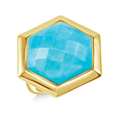 Turquoise Faceted Gemstone Geometric Ring in 18K Yellow Vermeil (22 mm)