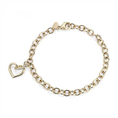 Twist Heart Bracelet with Diamond Detail in 14k Yellow Gold