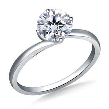 Twist Prong Set Solitaire Engagement Ring in 14K White Gold