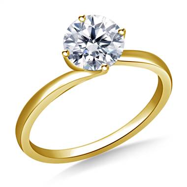 Twist Prong Set Solitaire Engagement Ring in 14K Yellow Gold