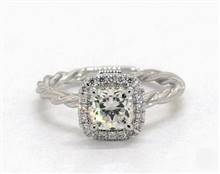 Twisted Cable Diamond Halo Engagement Ring in 14K White Gold 1.80mm Width Band (Setting Price) | James Allen
