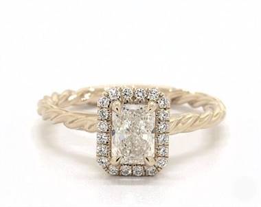 Twisted Cable Diamond Halo Engagement Ring in 14K Yellow Gold 1.80mm Width Band (Setting Price)