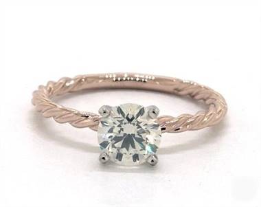 Twisted Cable Solitaire Engagement Ring in 14K Rose Gold 4mm Width Band (Setting Price)