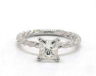 Twisted Cable Solitaire Engagement Ring in 14K White Gold 4mm Width Band (Setting Price)