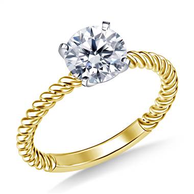 Twisted Spiral Solitaire Diamond Engagement Ring in 14K Yellow Gold (2.0 mm)