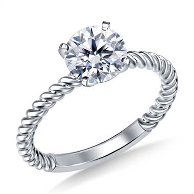 Twisted Spiral Solitaire Diamond Engagement Ring in 18K White Gold (2.0 mm)