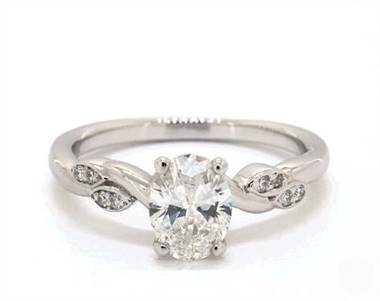 Twisted Vine Marquise Side-Stone Engagement Ring in 14K White Gold 2.20mm Width Band (Setting Price)