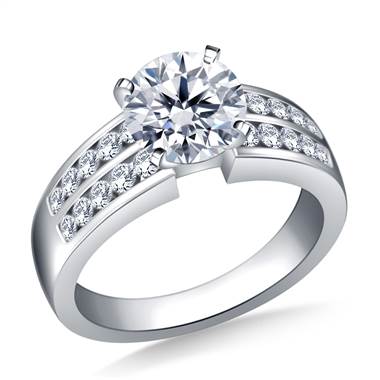 Two Row Channel Set Diamond Engagement  Ring In 14K White Gold (5/8 cttw.)