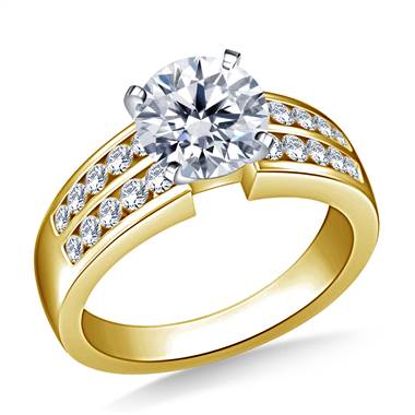 Two Row Channel Set Diamond Engagement  Ring In 14K Yellow Gold (5/8 cttw.)