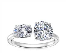 Two Stone Engagement Ring With East-West Oval Diamond In 14k White Gold (1/2 ct. tw.) | Blue Nile