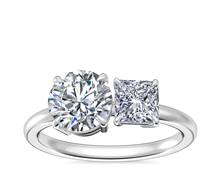 Two Stone Engagement Ring With Princess Cut Diamond In 14k White Gold (1/2 ct. tw.) | Blue Nile