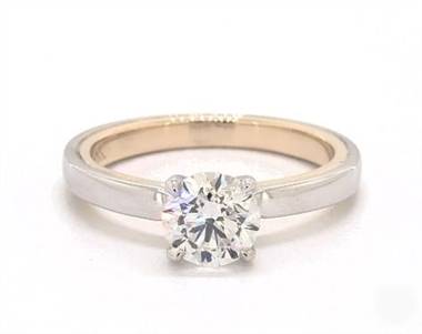 Two Tone Comfort Fit Engagement Ring in 14K Yellow Gold 2.20mm Width Band (Setting Price)