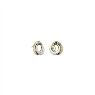 "Two-Tone Love Knot Rope Earrings in 14k Italian White and Yellow Gold"
