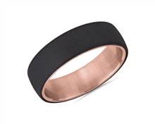 Two-Tone Stone Finish Wedding Ring In Tantalum and 14k Rose Gold (6.5mm) | Blue Nile