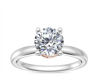 Two Tone Twist Braid Solitaire Engagement Ring In Platinum and 18k Rose Gold