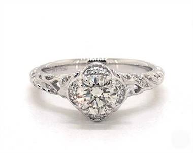 Unique Filigree Vintage Engagement Ring in 14K White Gold 2.00mm Width Band (Setting Price)