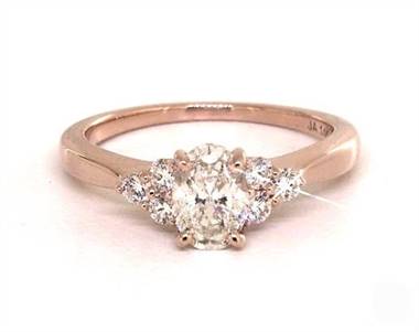 Unique Triple-Cluster Side-Stone Engagement Ring in 14K Rose Gold 2.14mm Width Band (Setting Price)