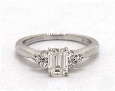Unique Triple-Cluster Side-Stone Engagement Ring in 14K White Gold 2.14mm Width Band (Setting Price)