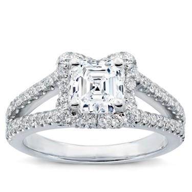 V Halo Engagement Ring For Square Diamond