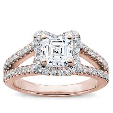 V Halo Engagement Ring For Square Diamond