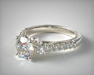 Verragio Classic-V-905-R7, Side-Stone .50ctw Designer Ring in 4mm 14K White Gold (Setting Price)