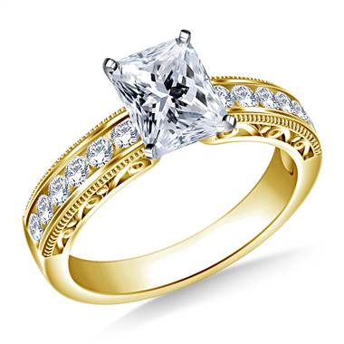 Vintage Channel Set Round Diamond Engagement Ring in 14K Yellow Gold (1/3 cttw.)
