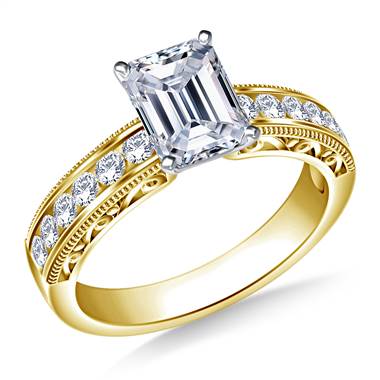 Vintage Channel Set Round Diamond Engagement Ring in 18K Yellow Gold (1/3 cttw.)