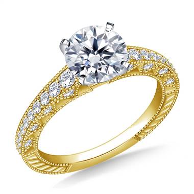 Vintage Milgrain Diamond Engagement Ring in 18K Yellow Gold (1/2 cttw.)