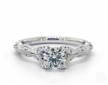 Vintage Milgrain Navette Diamond Pave Engagement Ring in 14K White Gold 4mm Width Band (Setting Price) | James Allen