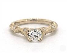 Vintage Milgrain Navette Diamond Pave Engagement Ring in 14K Yellow Gold 4mm Width Band (Setting Price) | James Allen