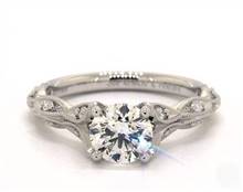 Vintage Milgrain Navette Diamond Pave Engagement Ring in 18K White Gold 4mm Width Band (Setting Price) | James Allen