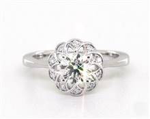 Vintage Open-Lace-Halo Delicate Swirl Engagement Ring in Platinum 2.10mm Width Band (Setting Price) | James Allen