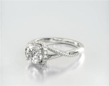 Vintage Pave Basket Engagement Ring in Platinum 4mm Width Band (Setting Price)
