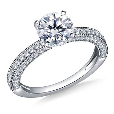 Vintage Pave Set Diamond Engagement Ring in Platinum (5/8 cttw)