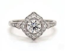 Vintage Regal Pave Engagement Ring in Platinum 4mm Width Band (Setting Price) | James Allen